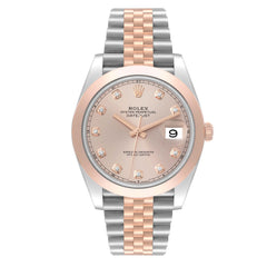 Rolex Datejust 41mm RG Smooth Bezel Sundust Diamond Dial Jubilee Band 2 Tone 18k Rose Gold & Stainless Steel Watch 126301