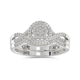 LADIES BRIDAL SET 0.25CT ROUND DIAMOND 10K WHITE GOLD