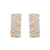 LADIES HOOPS EARRINGS 0.50CT ROUND DIAMOND 10K YELLOW GOLD