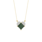 LADIES PENDANT 1.45CT ROUND/GREEN EMERALD PRINCESS DIAMOND 14K YELLOW GOLD (GREEN EMERALD PRINCESS 1.32CT)