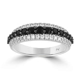 LADIES BAND 1.00CT ROUND/BLACK ROUND DIAMOND 14K WHITE GOLD
