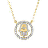 LADIES NECKLACE 0.25CT ROUND DIAMOND 14K YELLOW GOLD