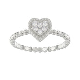 Ladies 0.10Ct Round Diamond Halo Heart Ring Sterling Silver Stylish Women’S Engagement & Promise Ring