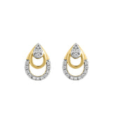 LADIES EARRINGS 0.13CT ROUND DIAMOND 14K YELLOW GOLD