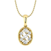LADIES PENDANT WITH CHAIN 0.20CT ROUND/BAGUETTE DIAMOND 10K YELLOW GOLD