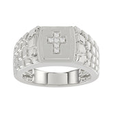 “Elegant Men’S Fashion Ring 0.10Ct Round Diamond Sterling Silver White Luxury Statement Jewelry For Men