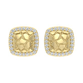 “Ladies Nugget Halo Fashion Earrings 0.25Ct Round Diamond 10K Yellow Gold – Fashionable Women’S Jewelry Gift