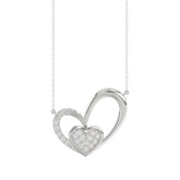 Elegant 10K White Gold Fashion Pendant Featuring A Double Heart Design With 0.15 Ct Round Diamonds. A Romantic And Stylish Ladies Jewelry