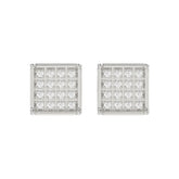 Sterling Silver White 0.10CT Round Diamond Yuva Square Cluster Earrings Women’S Fine Jewelry