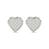 Women’S Sterling Silver Yuva White 0.15CT Round Diamond Heart Earrings Elegant Fine Jewelry