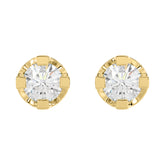 Elegant 14K Yellow Gold Diamond Solitaire Earrings 0.15CT Round Diamond Jewelry For Women