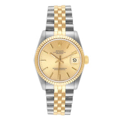 Rolex Datejust 31mm Champagne Gold Dial YG Fluted Bezel Jubilee Band 2 Tone 18k Yellow Gold & Stainless Steel Watch 68273