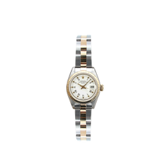 Rolex Datejust 26mm White Roman Dial YG Fluted Bezel Oyster Band Band 2 Tone 18k Yellow Gold & Stainless Steel Watch 69173