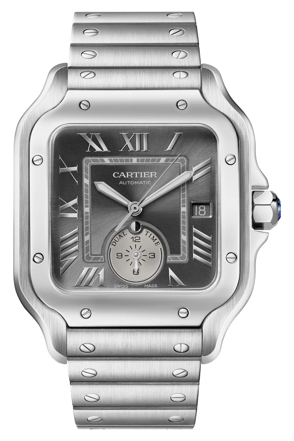 Cartier Santos 40mm Gray Dial Stainless Steel Watch 4590