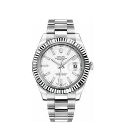 Rolex Datejust 41mm 18k White Gold Fluted Bezel White Dial Oyster 116334