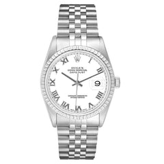 Rolex Datejust 36mm 18k White Gold Fluted Bezel White Dial Jubilee Stainless Steel Watch 16220