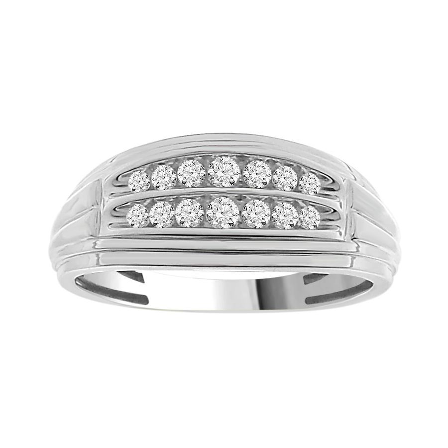 MEN'S RING 0.25CT ROUND DIAMOND 10K WHITE GOLD