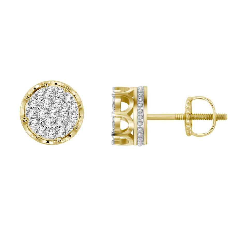 EARRINGS 1.50CT ROUND DIAMOND 10K YELLOW GOLD