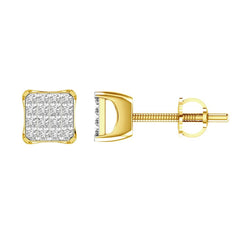 MEN'S STUD EARRINGS 0.15CT ROUND DIAMOND 10K YELLOW GOLD