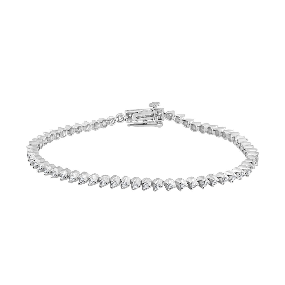 LADIES BRACELET 1.00CT ROUND DIAMOND 14K WHITE GOLD