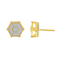 MEN'S STUD EARRINGS 0.25CT ROUND DIAMOND 10K YELLOW GOLD