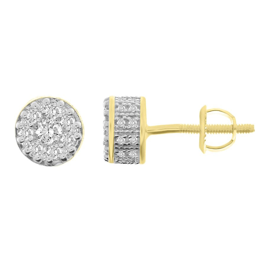 LADIES EARRINGS 0.50CT ROUND DIAMOND 10K YELLOW GOLD