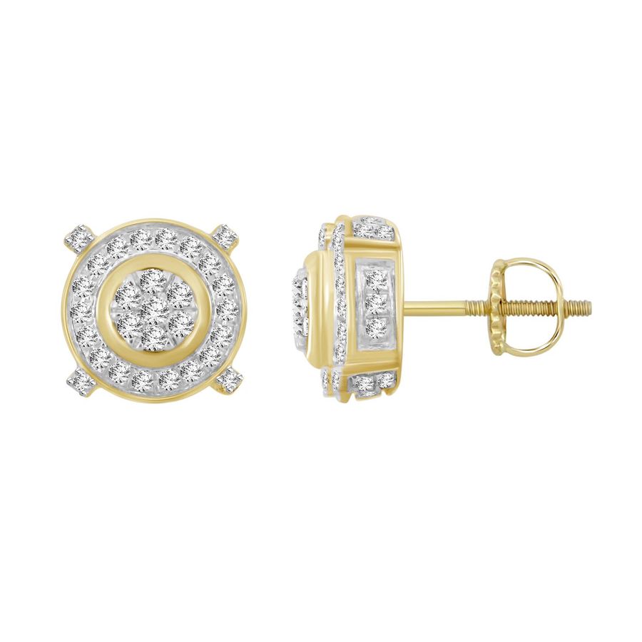 LADIES STUD EARRINGS 0.25CT ROUND DIAMOND 10K YELLOW GOLD