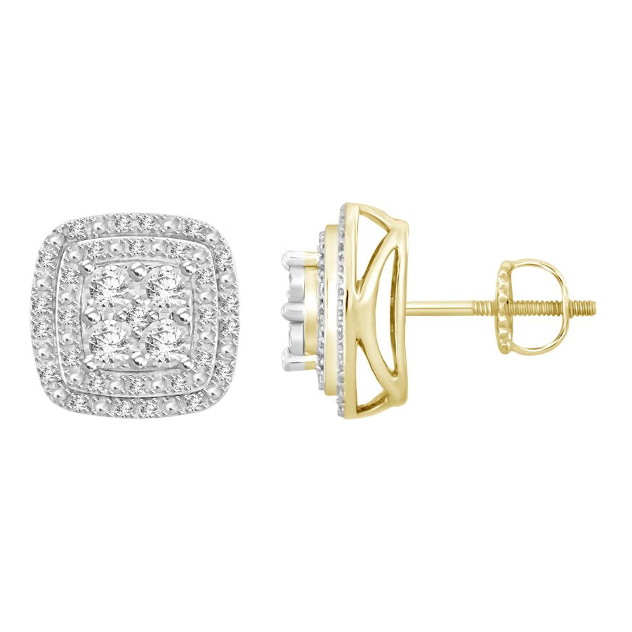 LADIES EARRINGS 0.25CT ROUND DIAMOND 10K YELLOW GOLD