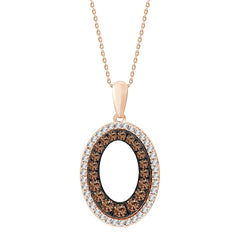 LADIES PENDANT WITH CHAIN 0.25CT ROUND DARK BROWN DIAMOND 10K ROSE GOLD