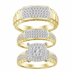 LADIES TRIOS SET 1.00CT ROUND DIAMOND 10K YELLOW GOLD