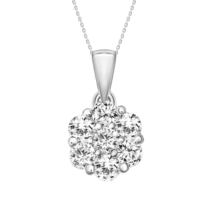 LADIES PENDANT 0.33CT ROUND DIAMOND 14K WHITE GOLD