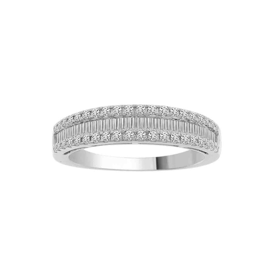 LADIES BAND 0.50CT ROUND/BAGUETTE DIAMOND 14K WHITE GOLD