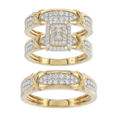 LADIES TRIOS 1.00CT ROUND DIAMOND 10K YELLOW GOLD