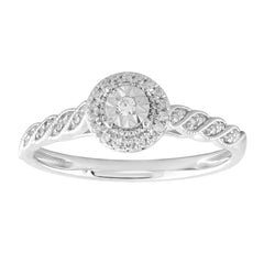 LADIES RING 0.10CT ROUND DIAMOND 10K WHITE GOLD