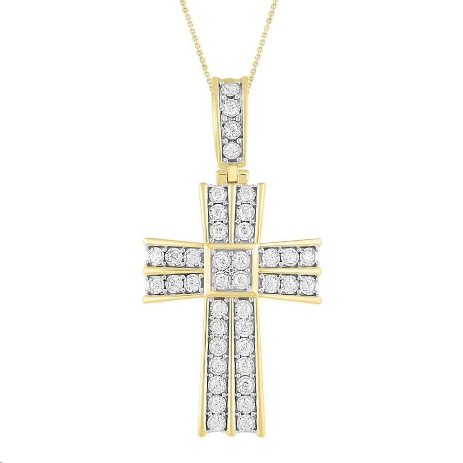 MEN'S PENDANT 1.00CT ROUND DIAMOND 10K YELLOW GOLD