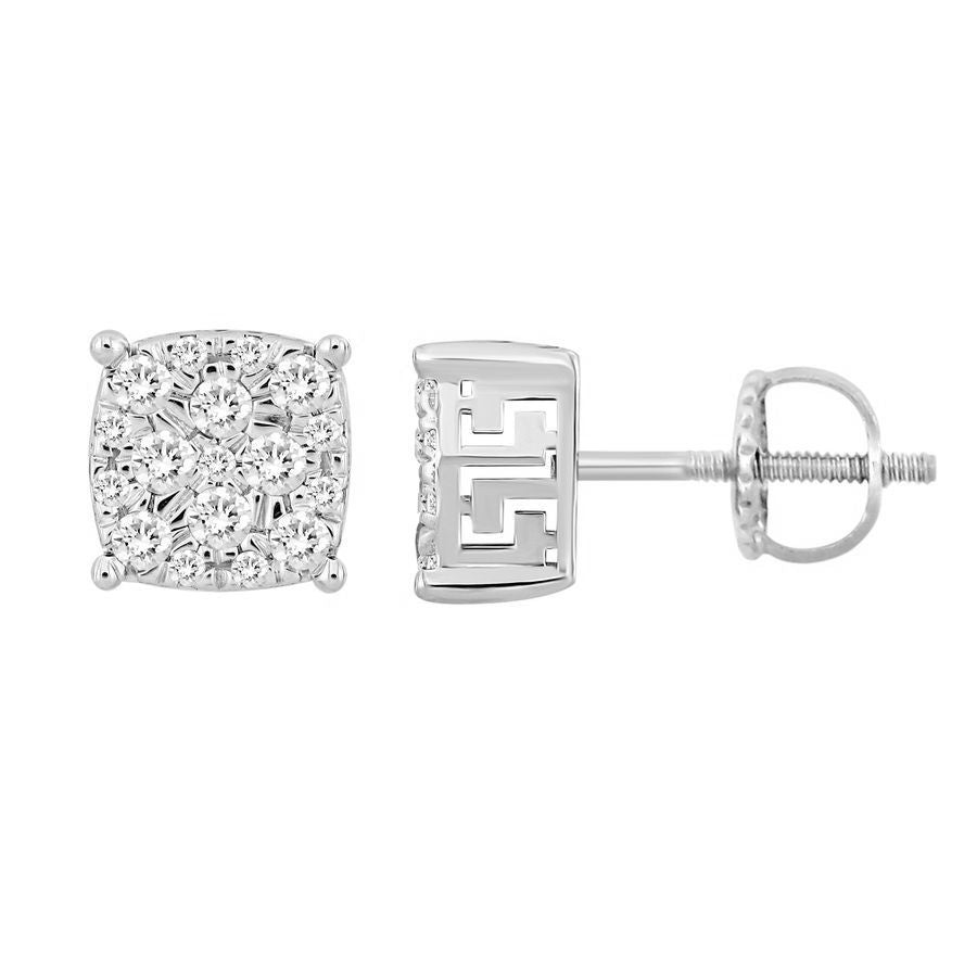 LADIES EARRING 0.50CT ROUND DIAMOND 10K WHITE GOLD