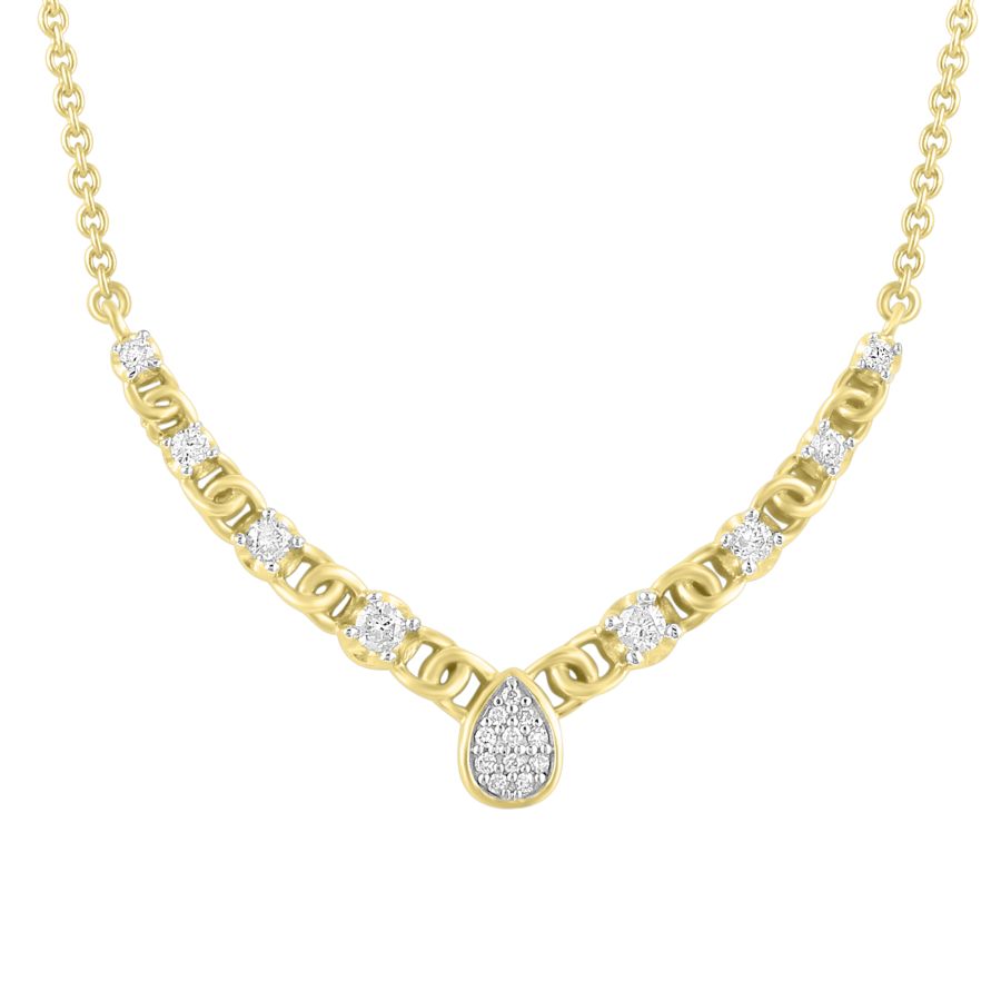 LADIES NECKLACE 0.25CT ROUND DIAMOND 10K YELLOW GOLD