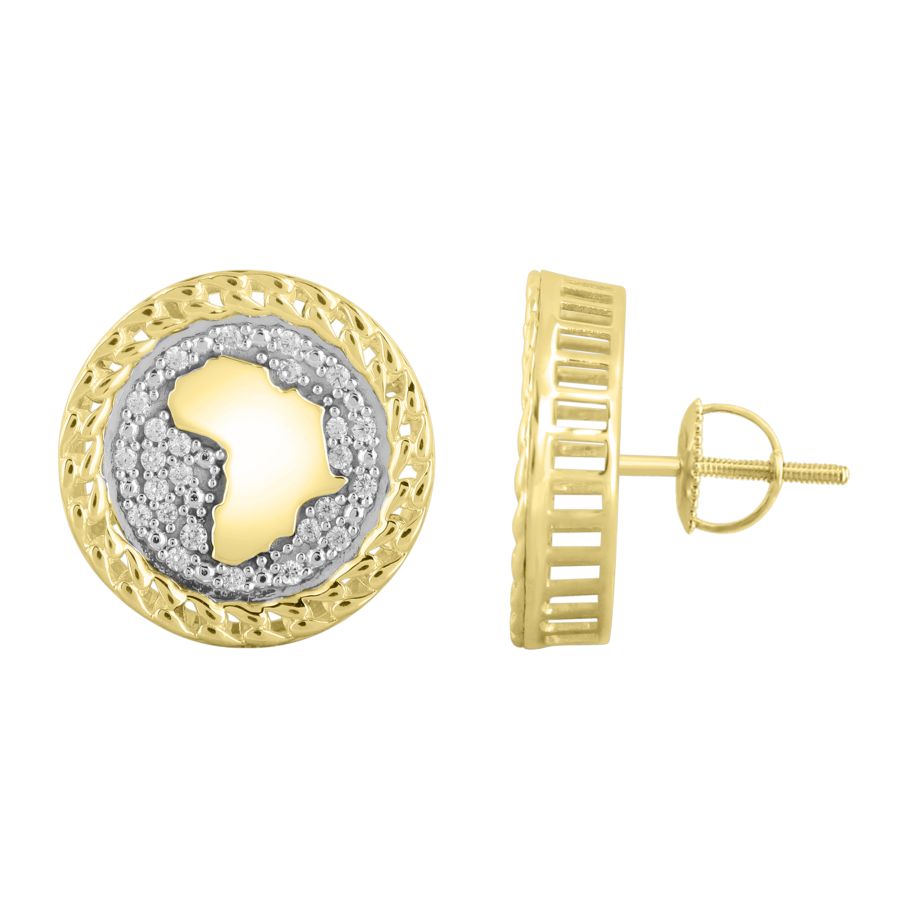 MEN'S STUD EARRINGS 0.25CT ROUND DIAMOND 10K YELLOW GOLD