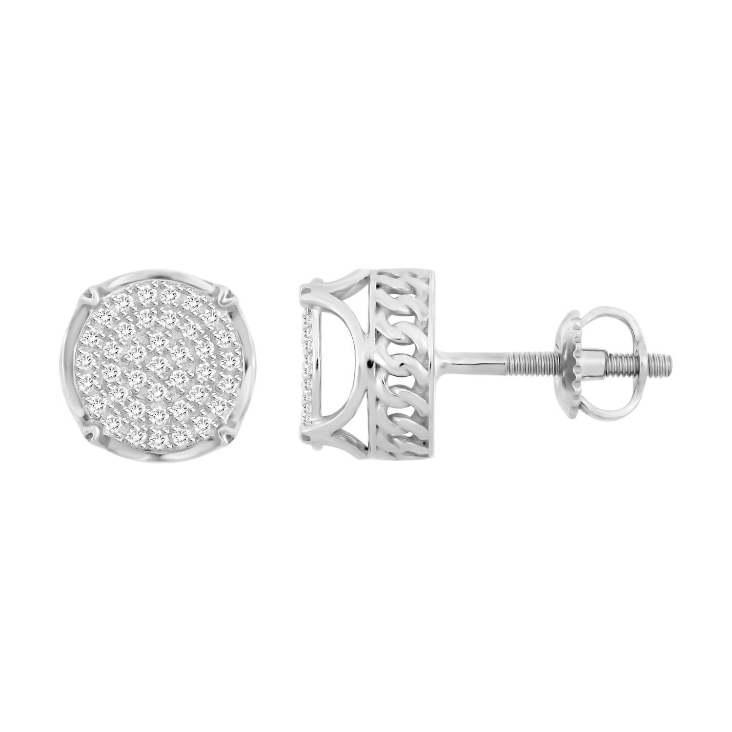 Elegant Cluster Diamond Fashion Earrings 0.25CT Round Diamond In White Sterling Silver