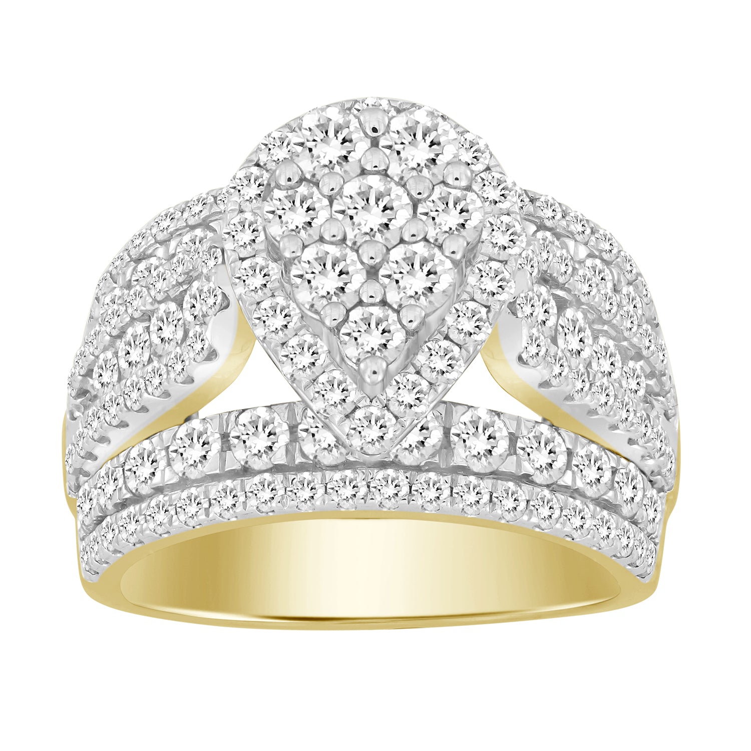 LADIES RING 3.00CT ROUND DIAMOND 10K YELLOW GOLD