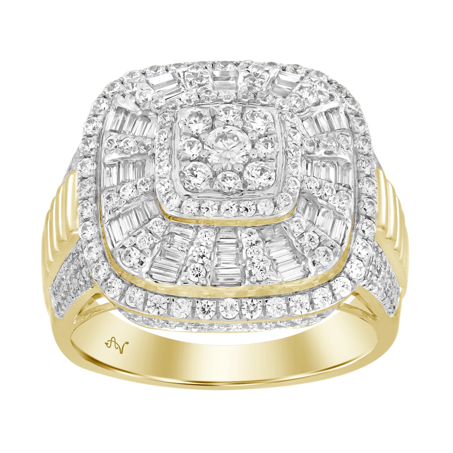 MEN'S RING 2.00CT ROUND DIAMOND 10K YELLOW GOLD