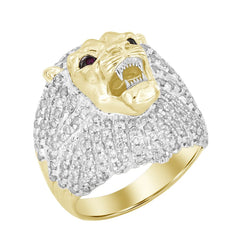 MEN'S RING 2.10CT ROUND DIAMOND 10K YELLOW GOLD