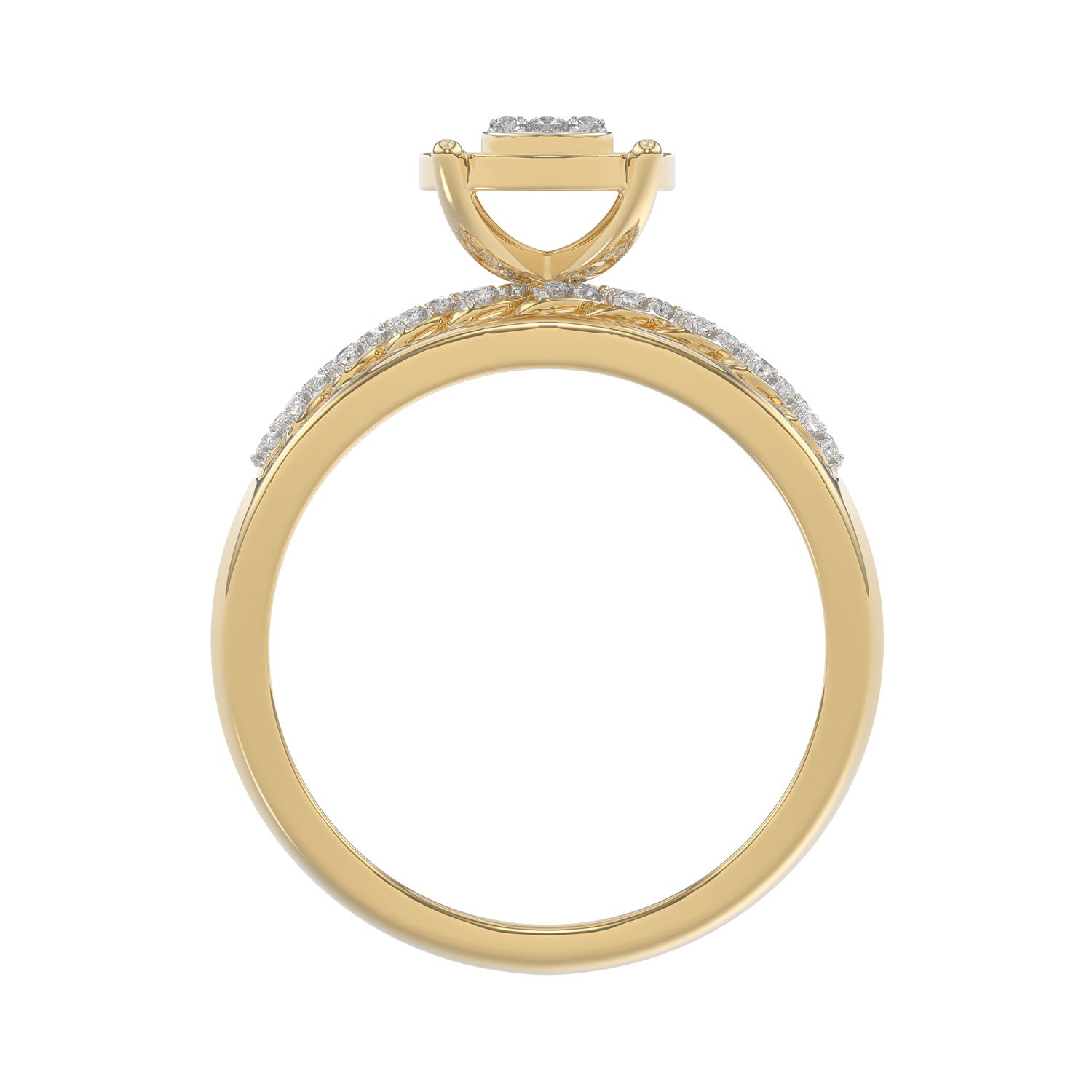 LADIES TRIO SET 0.50CT ROUND DIAMOND 10K YELLOW GOLD
