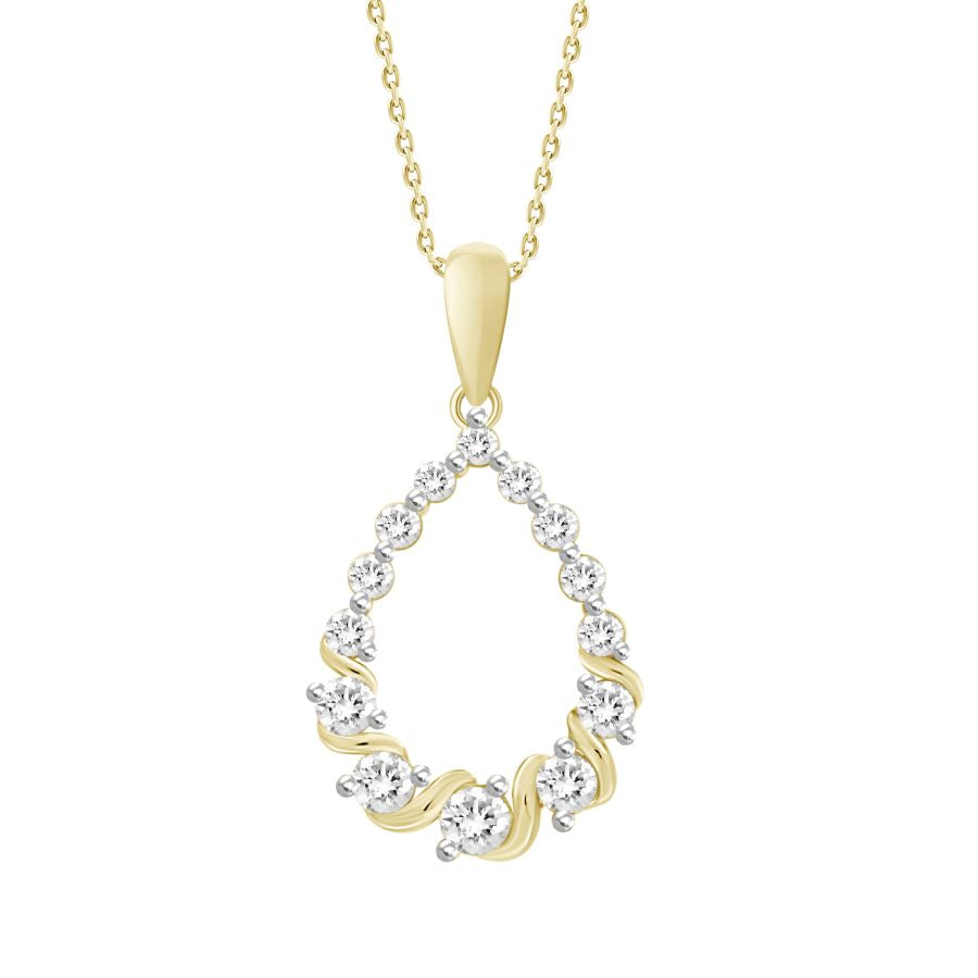 LADIES PENDANT WITH CHAIN 0.50CT ROUND DIAMOND 10K YELLOW GOLD