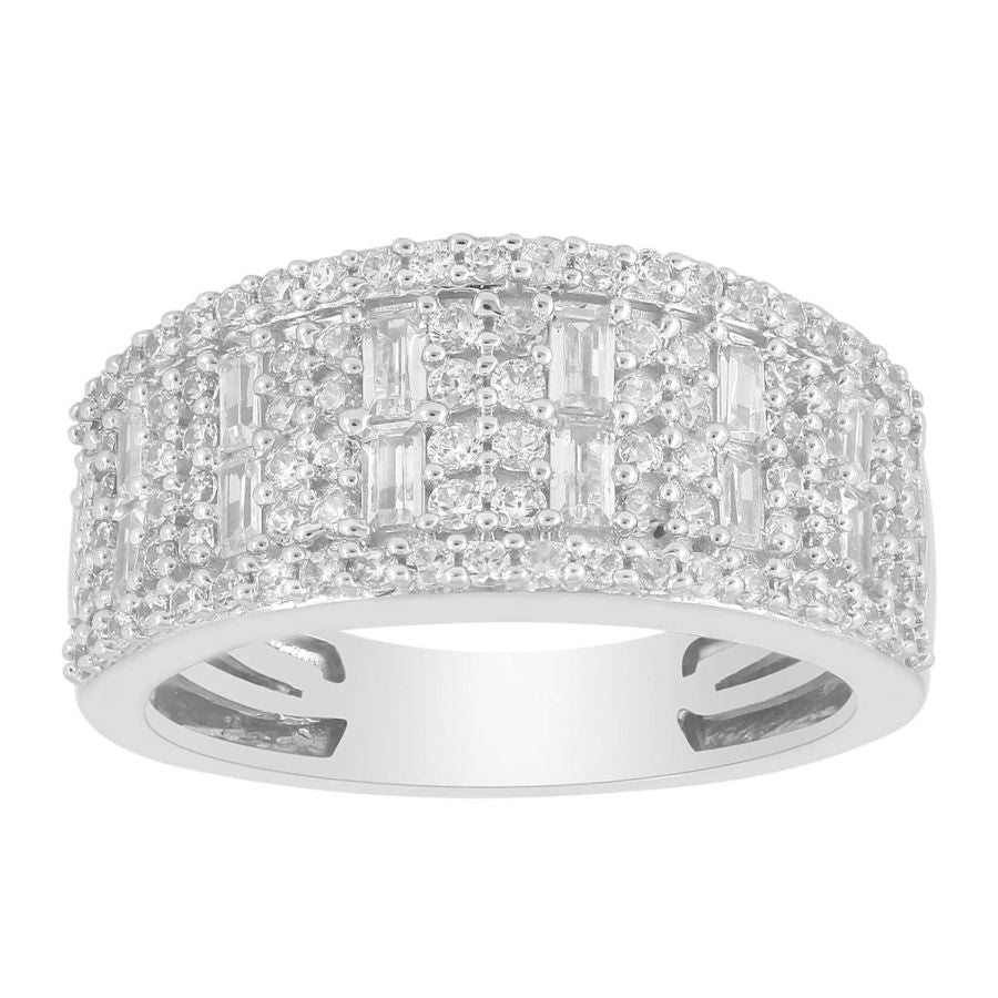 LADIES BAND 1.00CT ROUND/BAGUETTE DIAMOND 14K WHITE GOLD