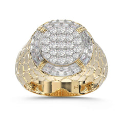 MEN'S RING 1.00CT ROUND/BAGUETTE DIAMOND 10K YELLOW GOLD