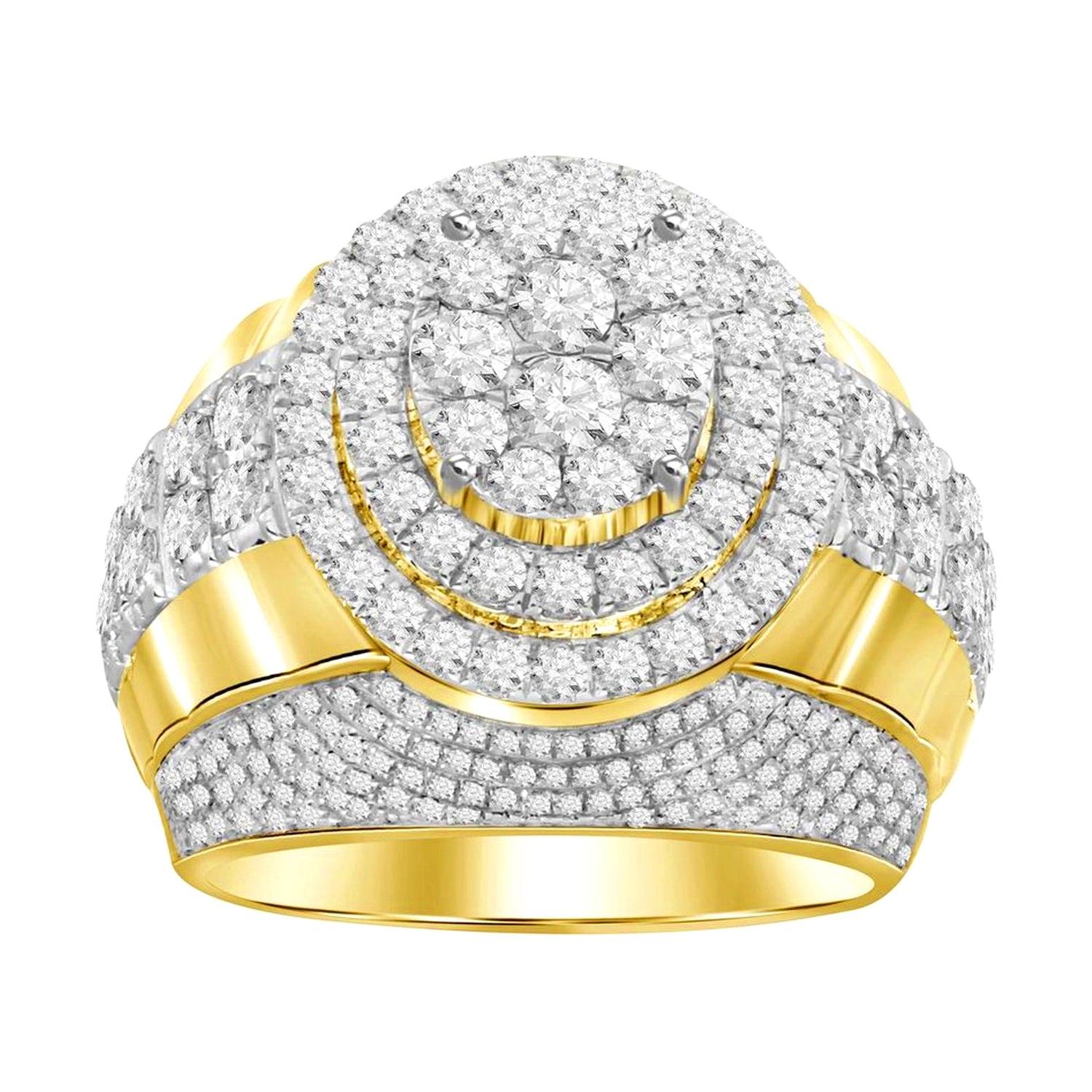 MEN'S RING 3.00CT ROUND DIAMOND 14K YELLOW GOLD