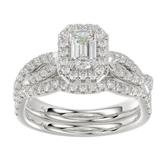 LADIES BRIDAL SET 1.25CT ROUND DIAMOND 14K WHITE GOLD (SI QUALITY)