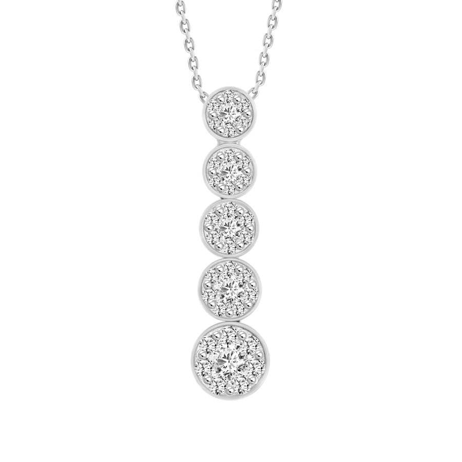 LADIES PENDANT WITH CHAIN 0.50CT ROUND DIAMOND 10K WHITE GOLD