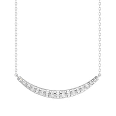 LADIES NECKLACE 0.33CT ROUND/BAGUETTE DIAMOND 14K WHITE GOLD